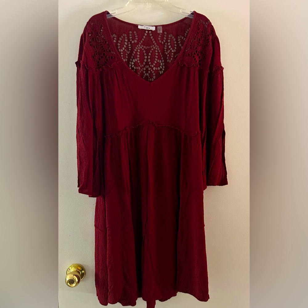 Dex Burgundy Boho Dress Size M